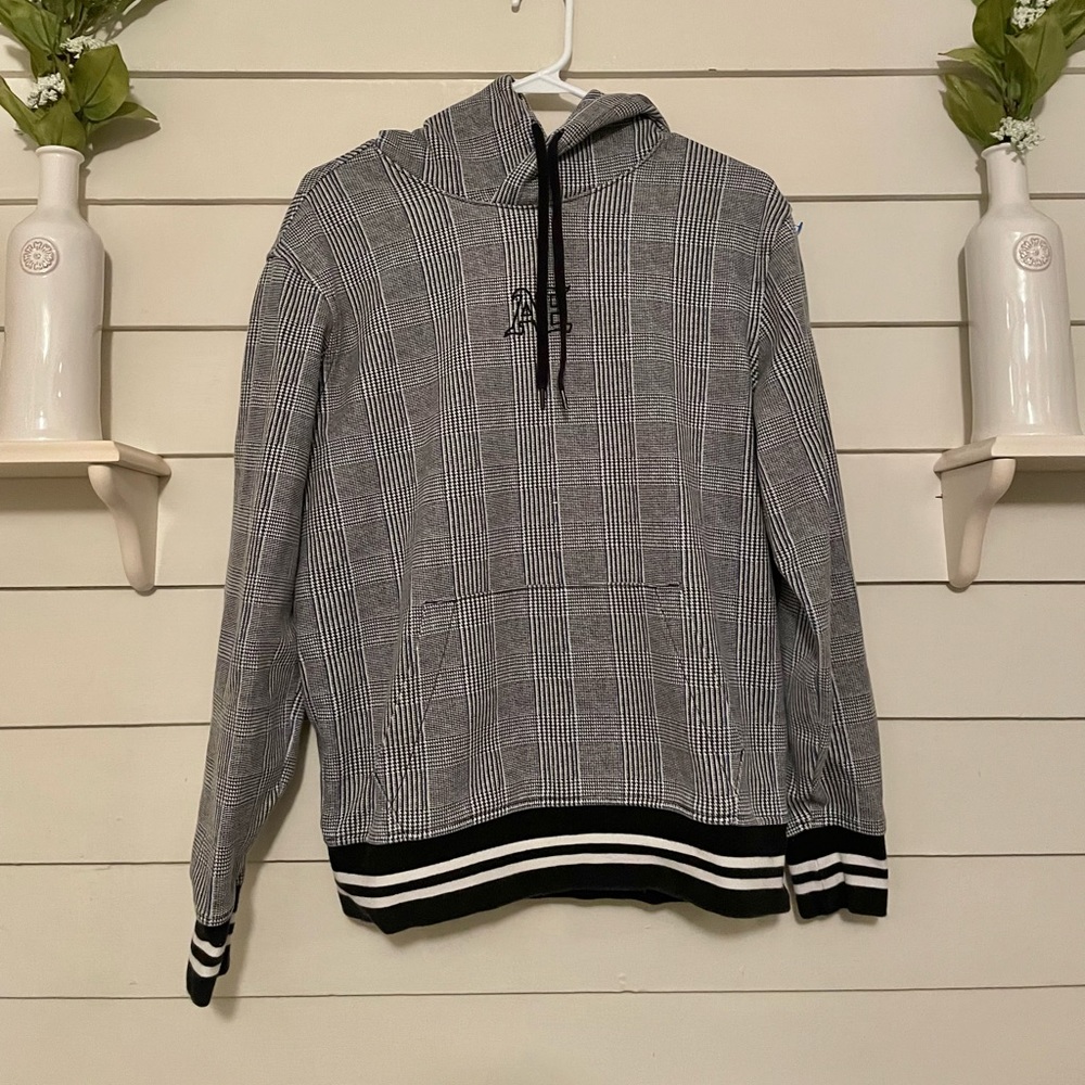 American Eagle Glen Check Plaid Hooded Sweatshirt